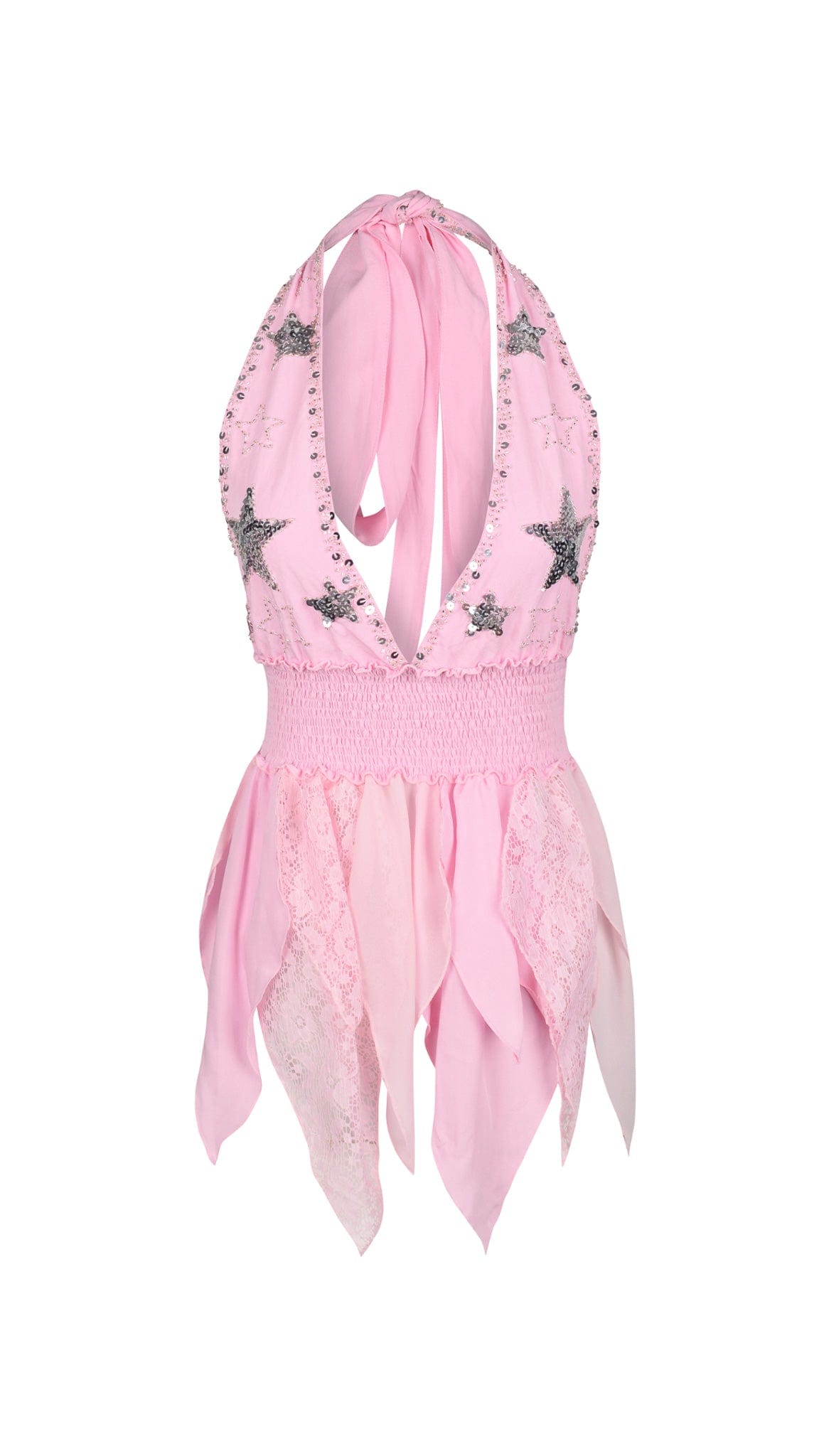 PREORDER / PHOENIX SPARKLE STAR PIXIE MINI DRESS PINK/SILVER Her Pony