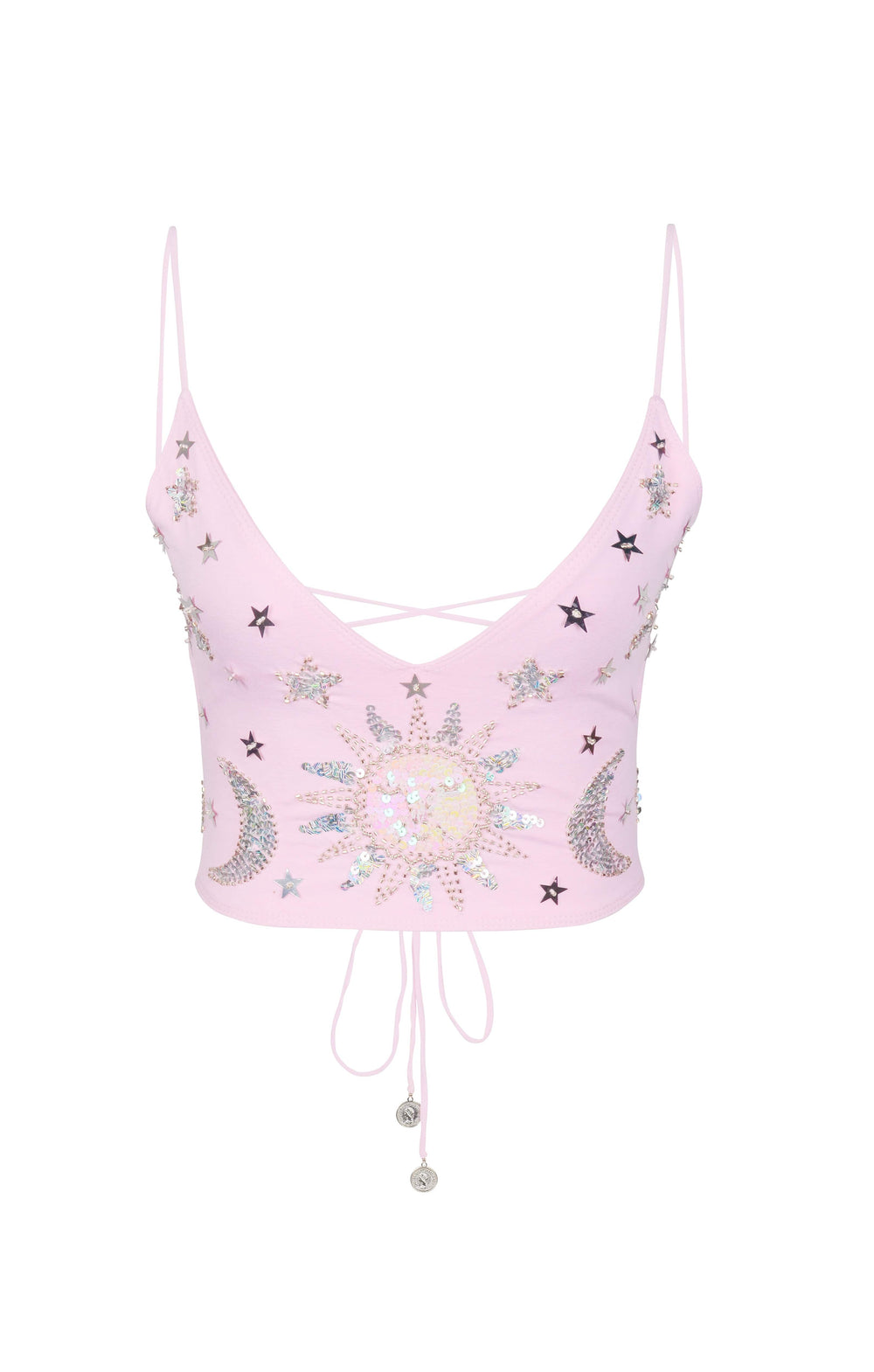 STELLA SEQUIN SPARKLE BACKLESS TOP - PINK/SILVER - Her Pony