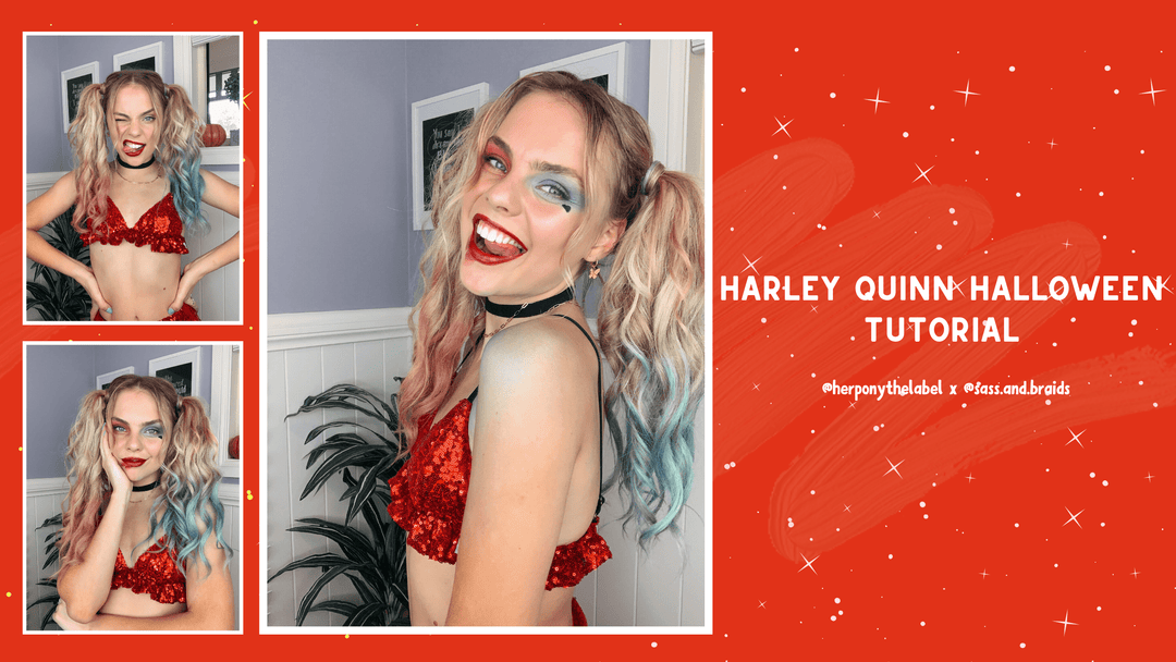 Harley Quinn Halloween Tutorial with Our Honey @sass.and.braids | Her Pony | Look I