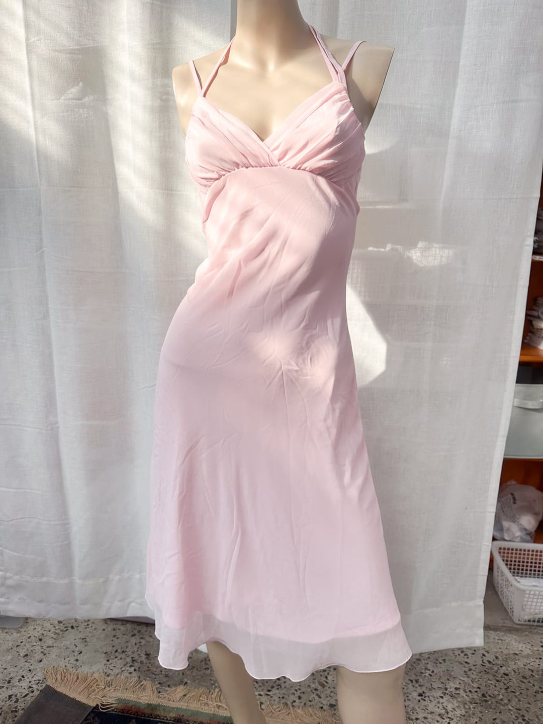 *'90S PINK MIDI DRESS / XS-S - VINTAGE