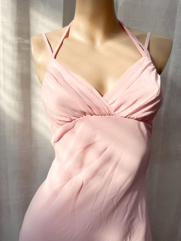 *'90S PINK MIDI DRESS / XS-S - VINTAGE
