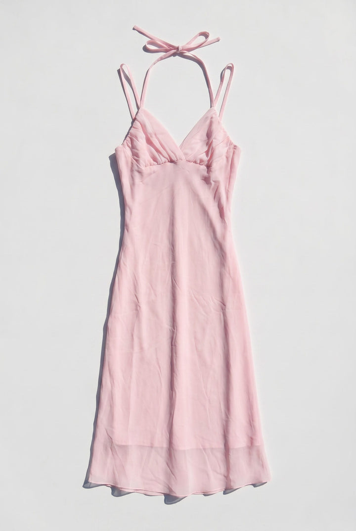 *'90S PINK MIDI DRESS / XS-S - VINTAGE