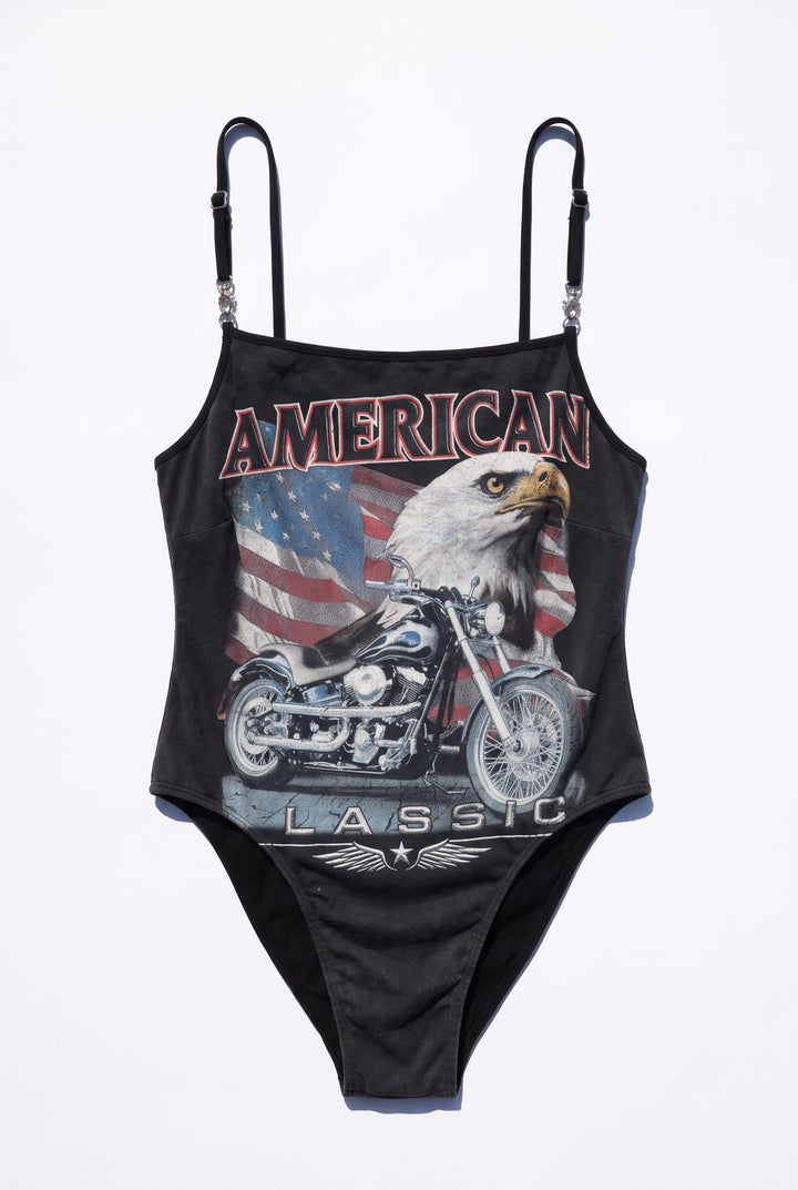 *VINTAGE EAGLE SCOOP BACK BODYSUIT / M-L