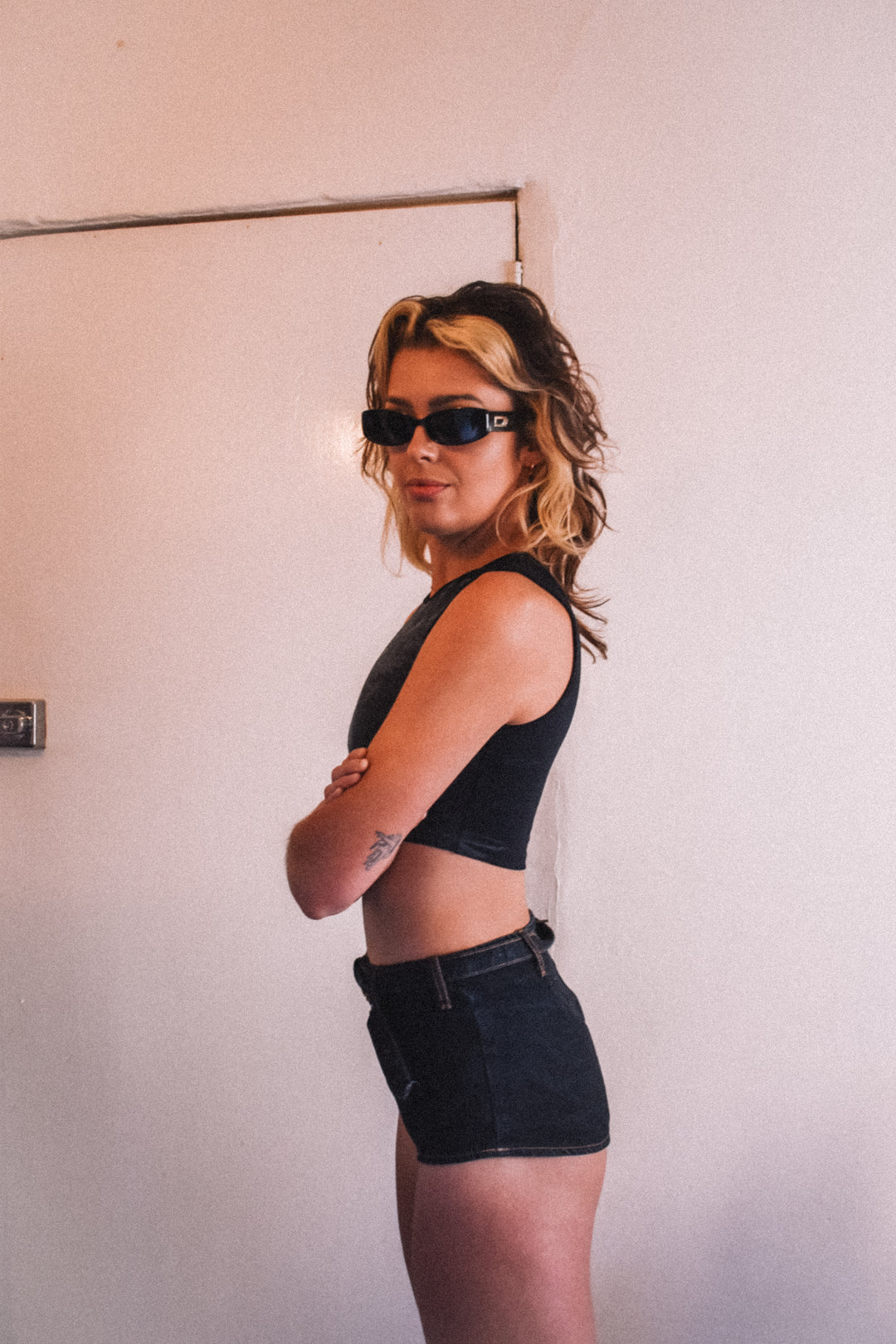 VTG BENSON HARLEY DAVIDSON MINI CROP TOP /  S-M