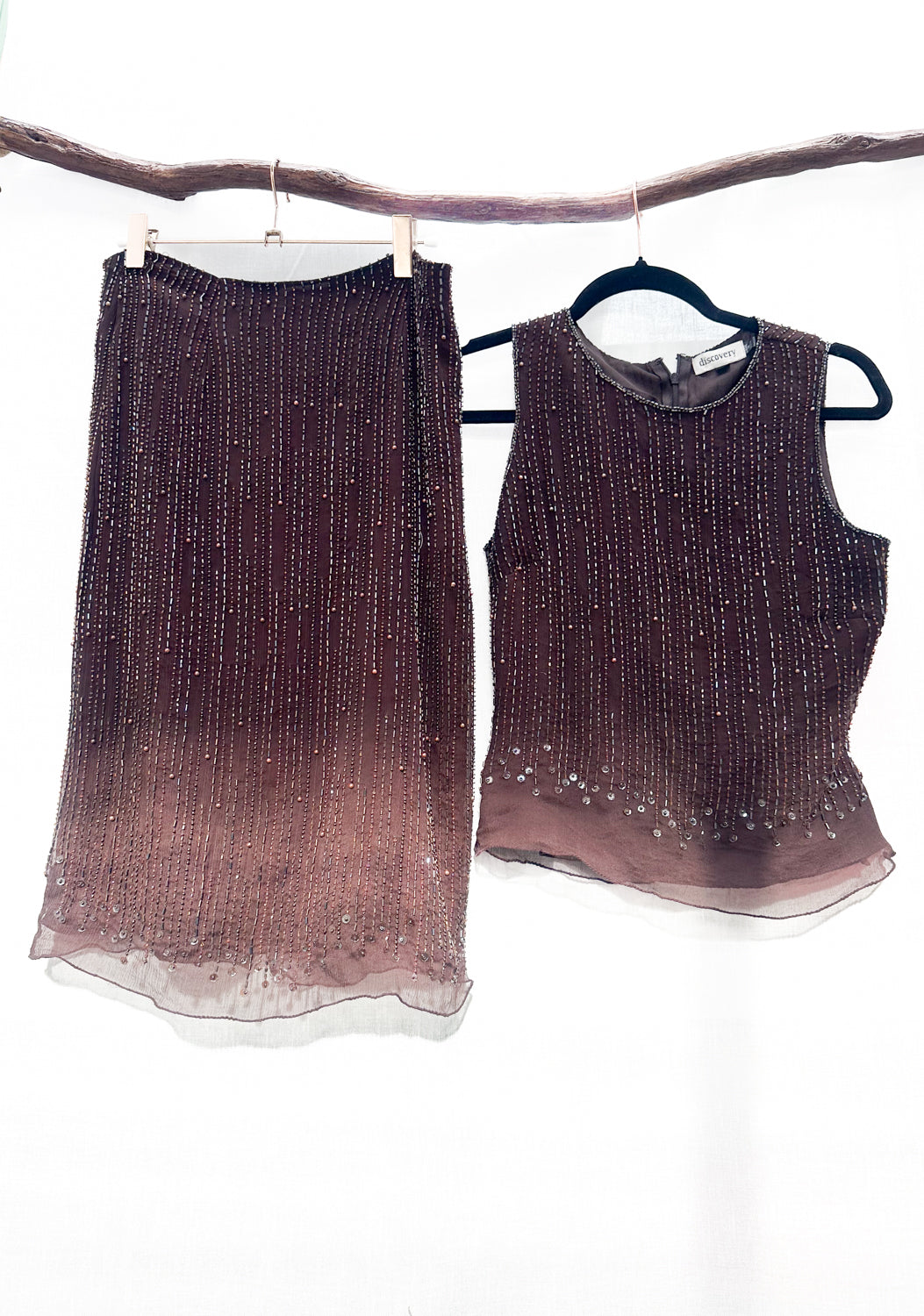 *HAZEL VINTAGE SILK BEADED SET / S-M
