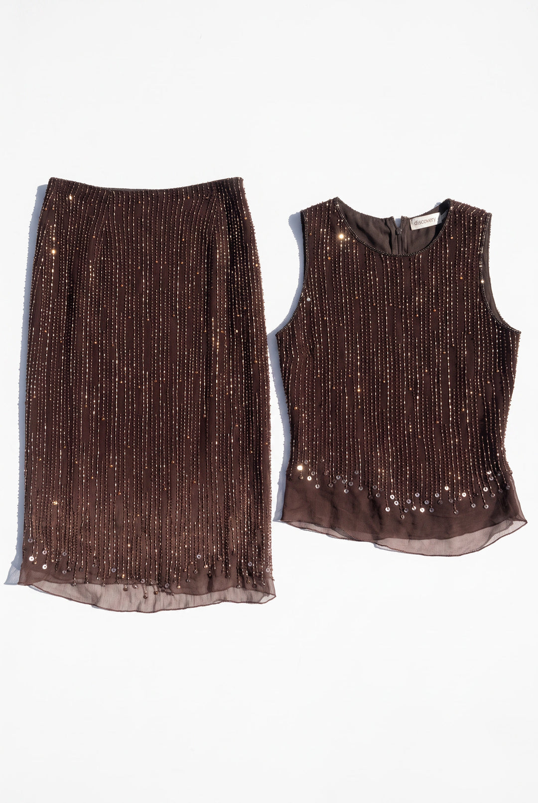 *HAZEL VINTAGE SILK BEADED SET / S-M