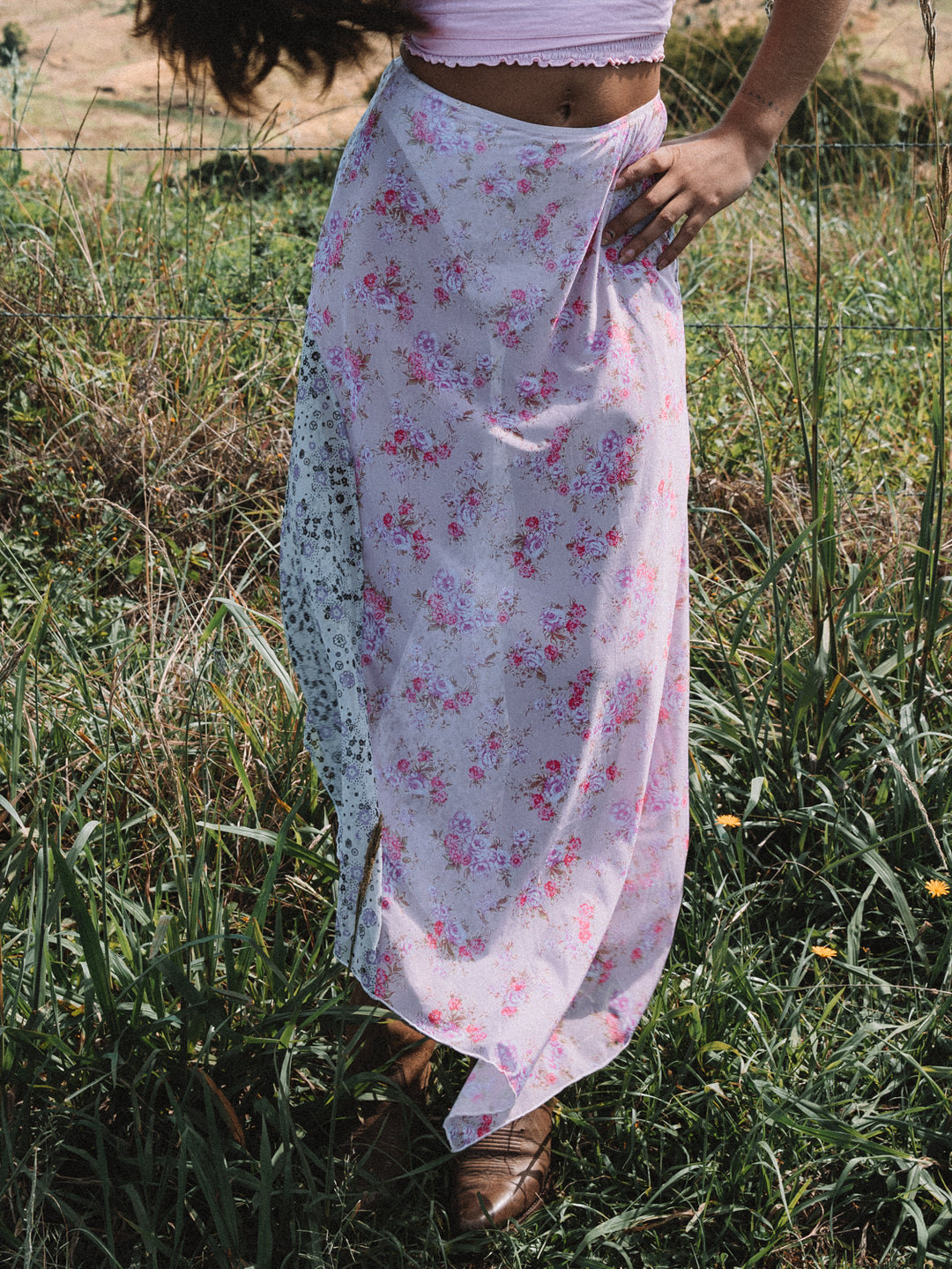 AURORA MIDI SKIRT - PATCHWORK FLORAL