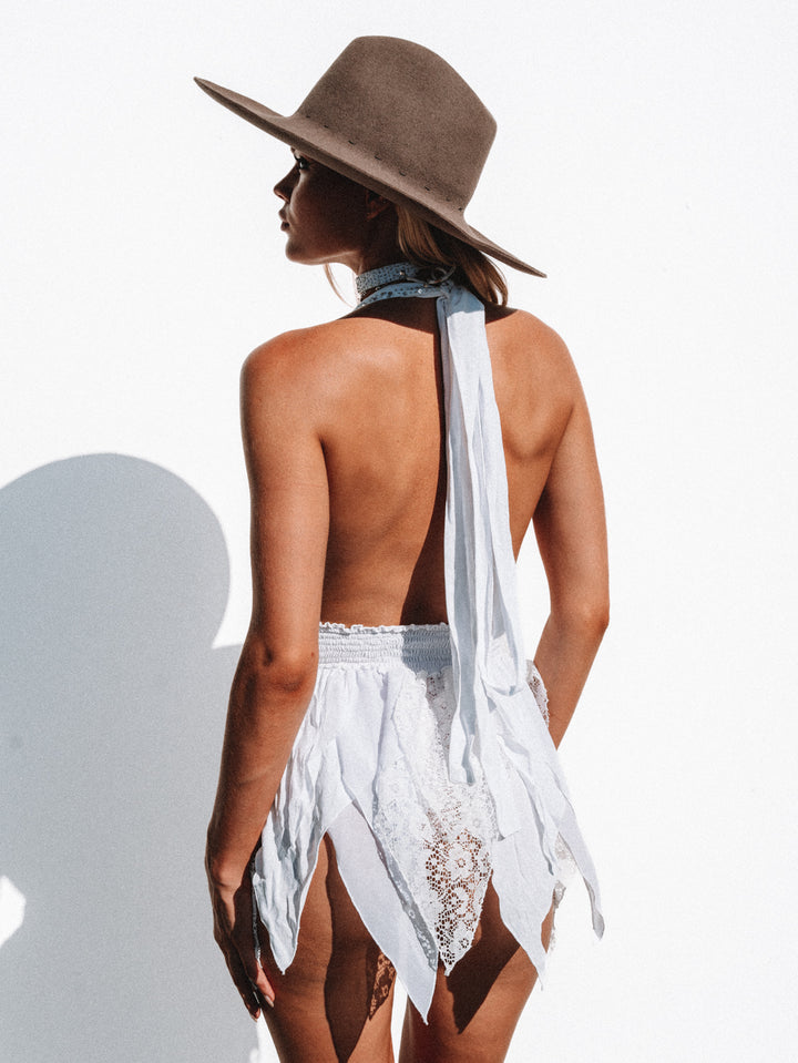 PHOENIX SPARKLE STAR PIXIE MINI DRESS  - WHITE