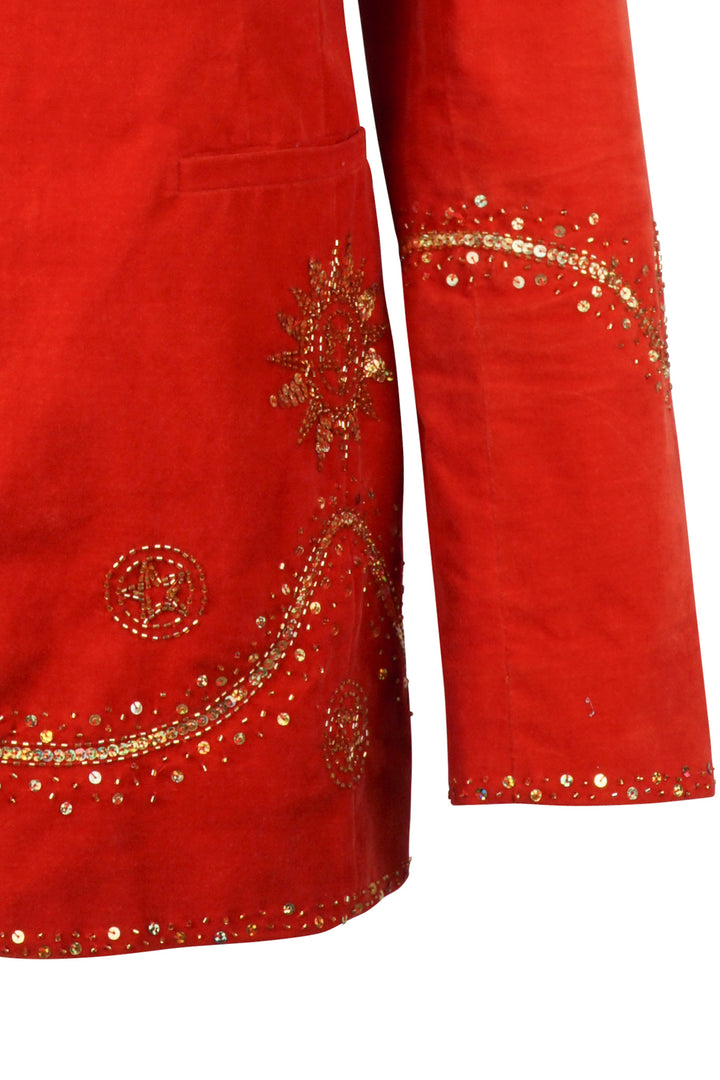 *VTG RED EMBELLISHED WESTERN BLAZER JACKET / L-XL