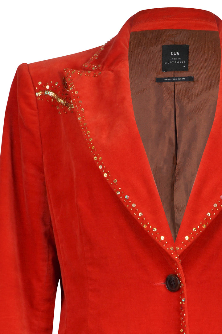 *VTG RED EMBELLISHED WESTERN BLAZER JACKET / L-XL