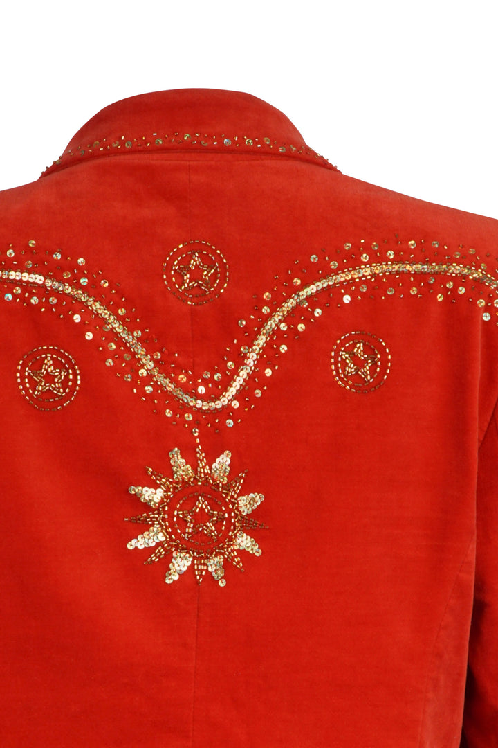 *VTG RED EMBELLISHED WESTERN BLAZER JACKET / L-XL