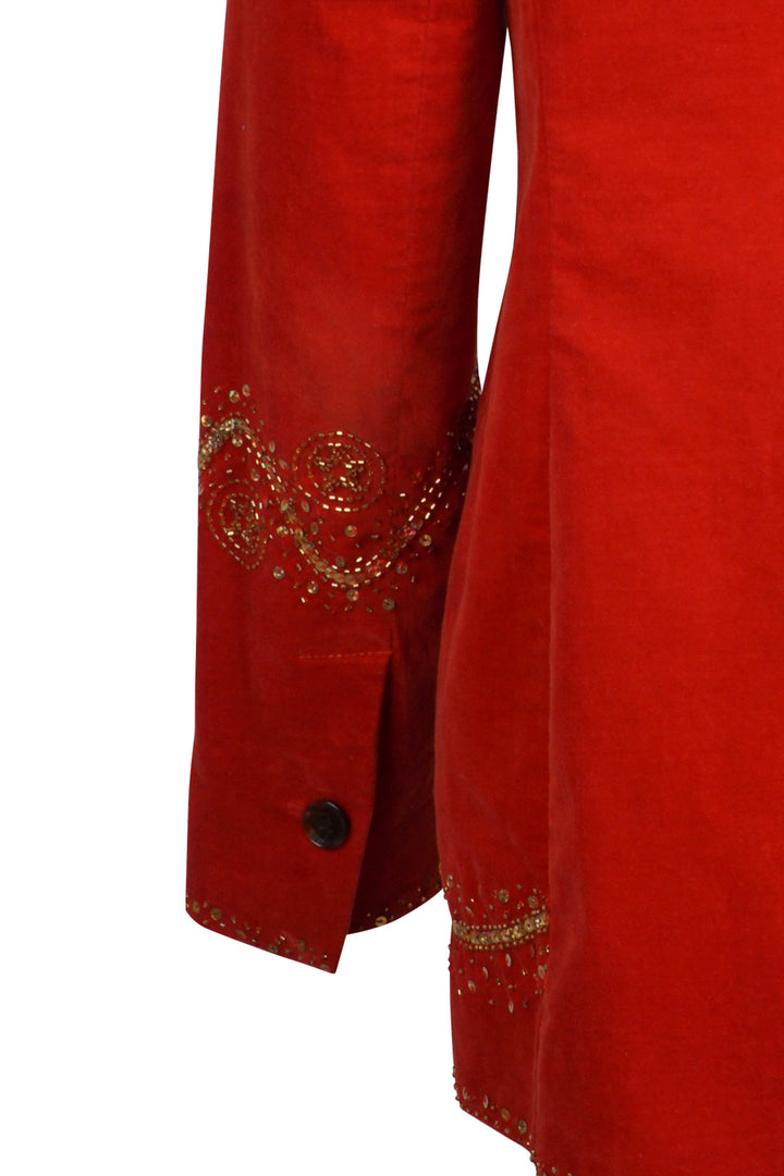 *VTG RED EMBELLISHED WESTERN BLAZER JACKET / L-XL