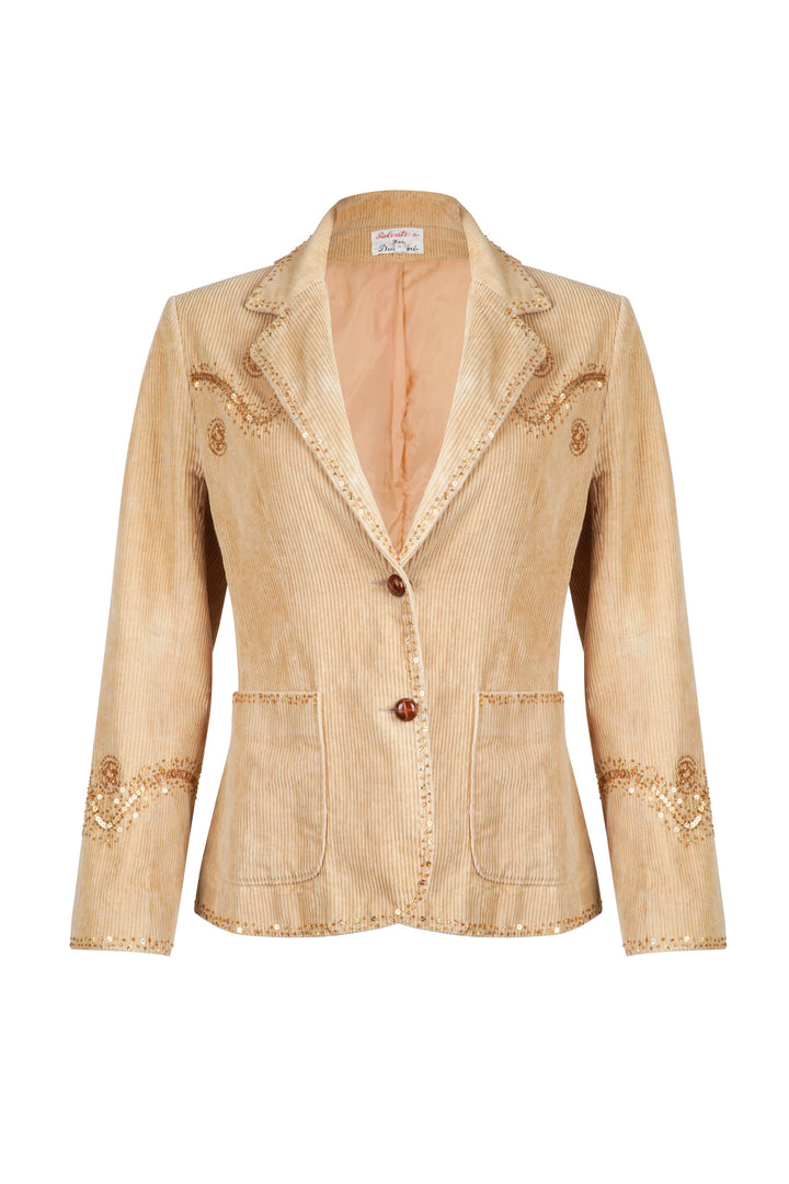 *VTG CORDUROY EMBELLISHED WESTERN BLAZER JACKET / M