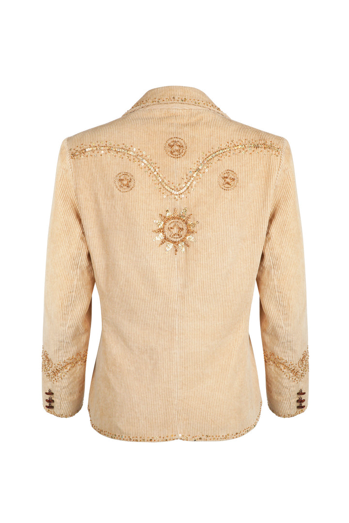 *VTG CORDUROY EMBELLISHED WESTERN BLAZER JACKET / M