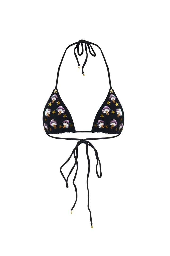 ARZAIA MUSHROOM BIKINI BRA - BLACK
