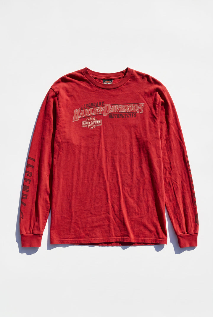 *RED LONG SLEEVE HARLEY DAVIDSON SHIRT / S