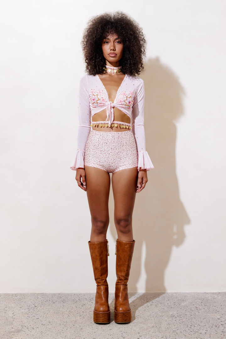 AURELIA SEQUIN SPARKLE LONG SLEEVE TOP