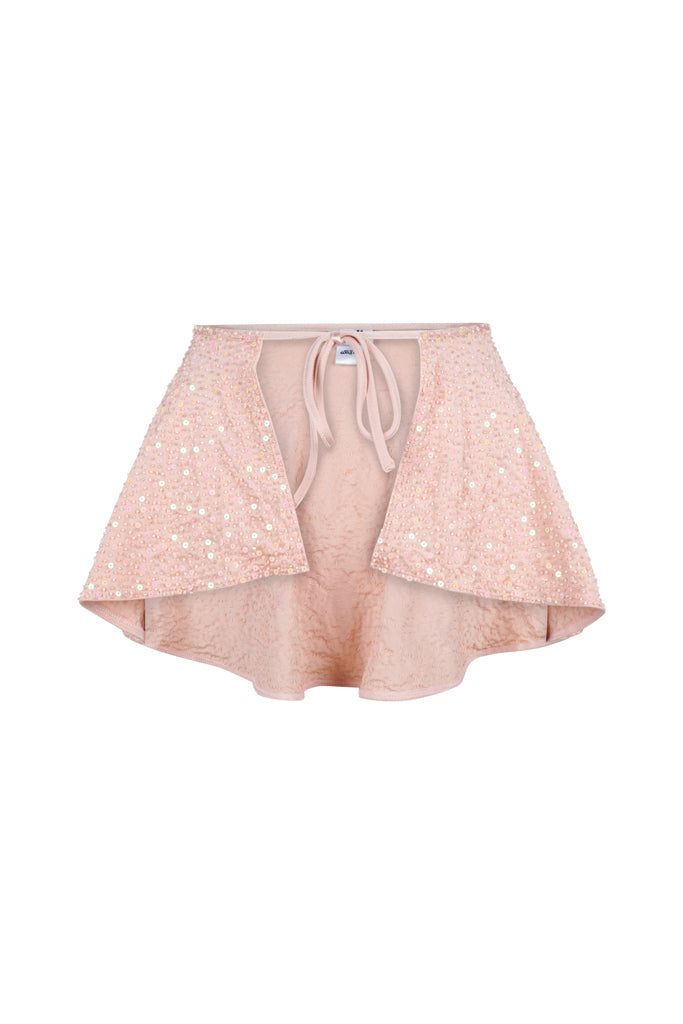 AMETHYST SEQUIN SPARKLE BOOP SKIRT - PEACH