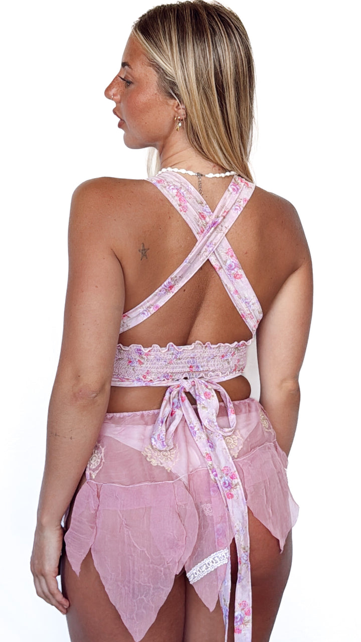 *VTG PINK CHIFFON PIXIE SKIRT / XS