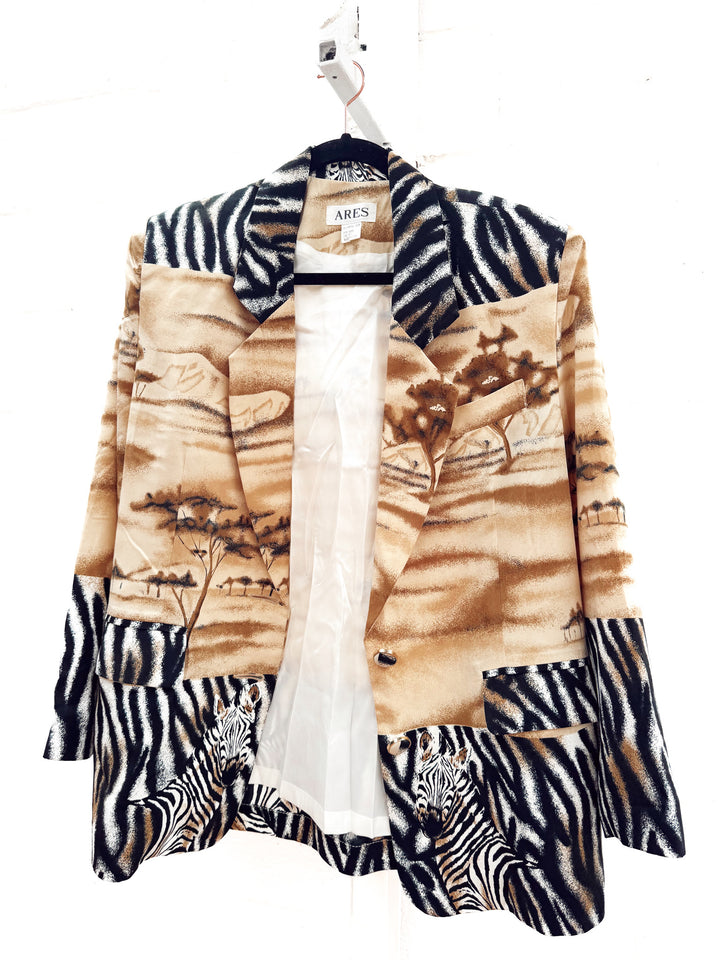 VTG '90S ANIMAL SAFARI BLAZER JACKET / XL - XXL