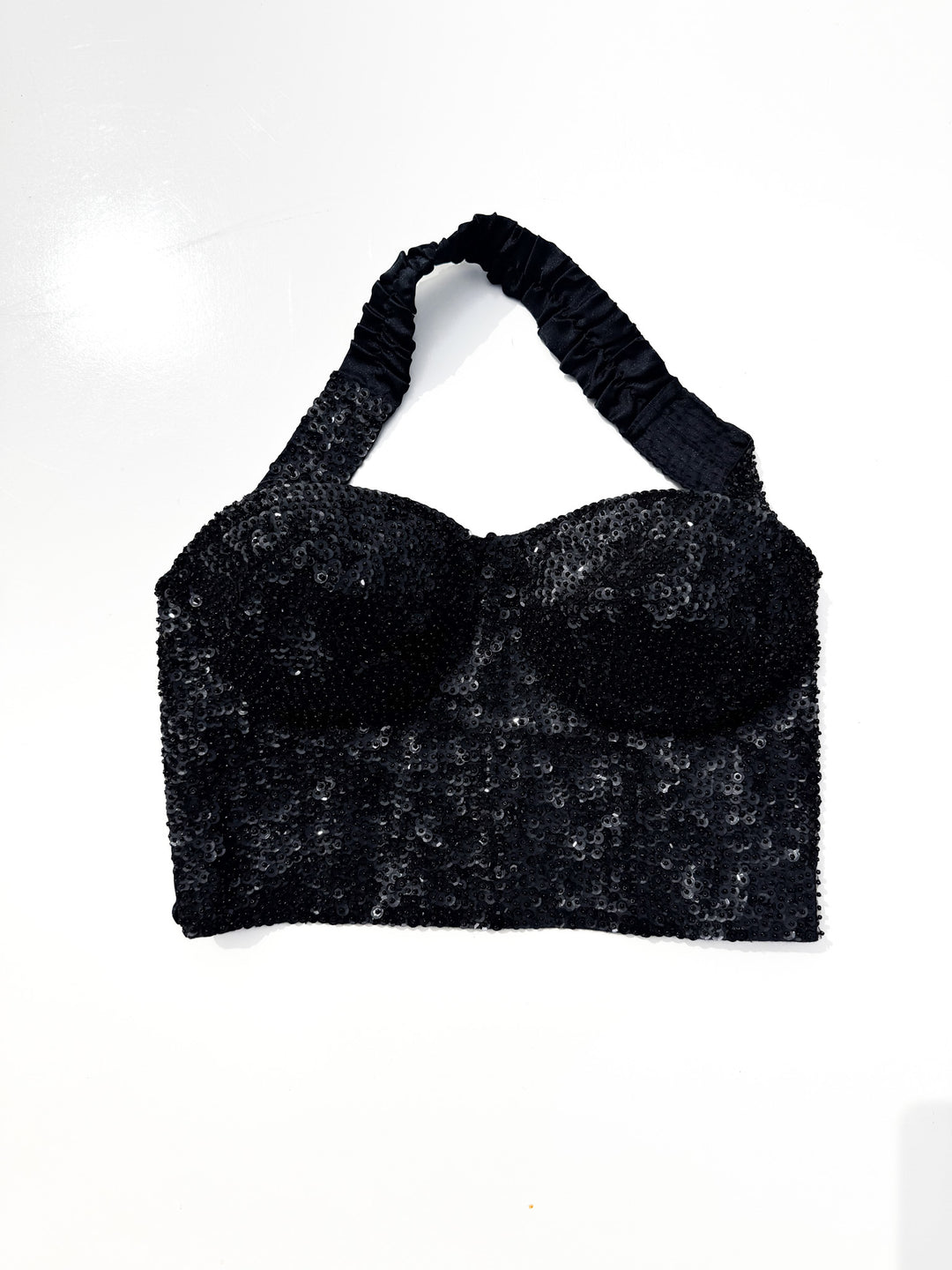 VTG BLACK SEQUIN BUSTIER / M