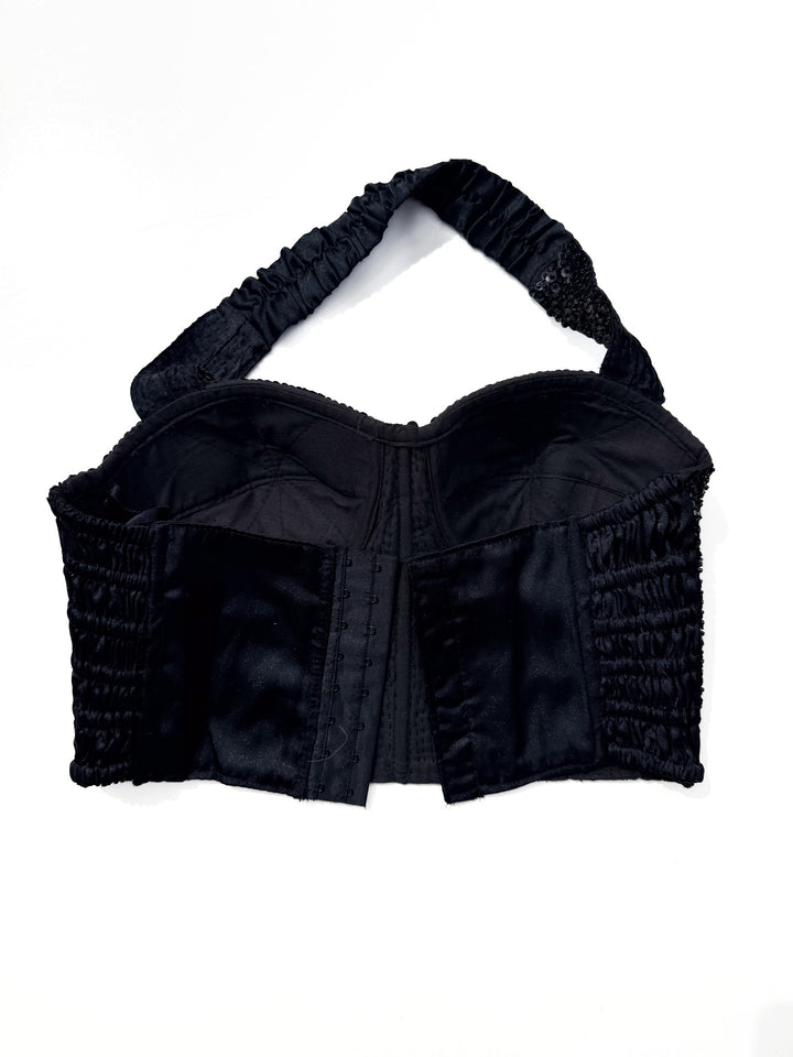 VTG BLACK SEQUIN BUSTIER / M