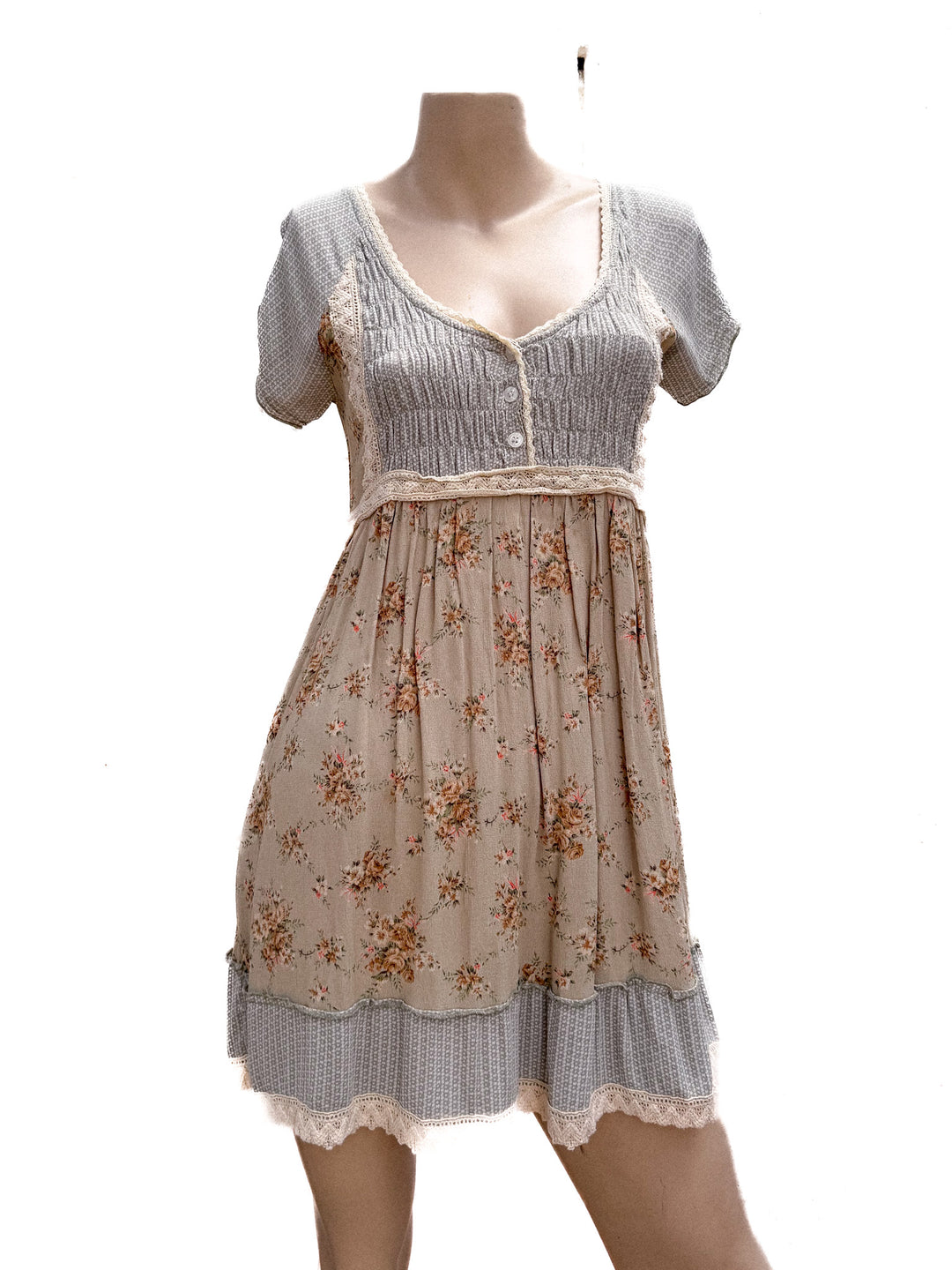 VTG Y2K PEACE ANGEL COTTAGE DRESS / XS-S