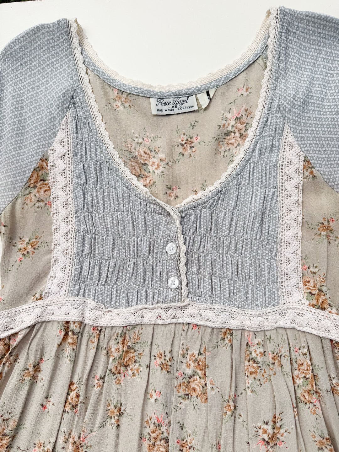 VTG Y2K PEACE ANGEL COTTAGE DRESS / XS-S