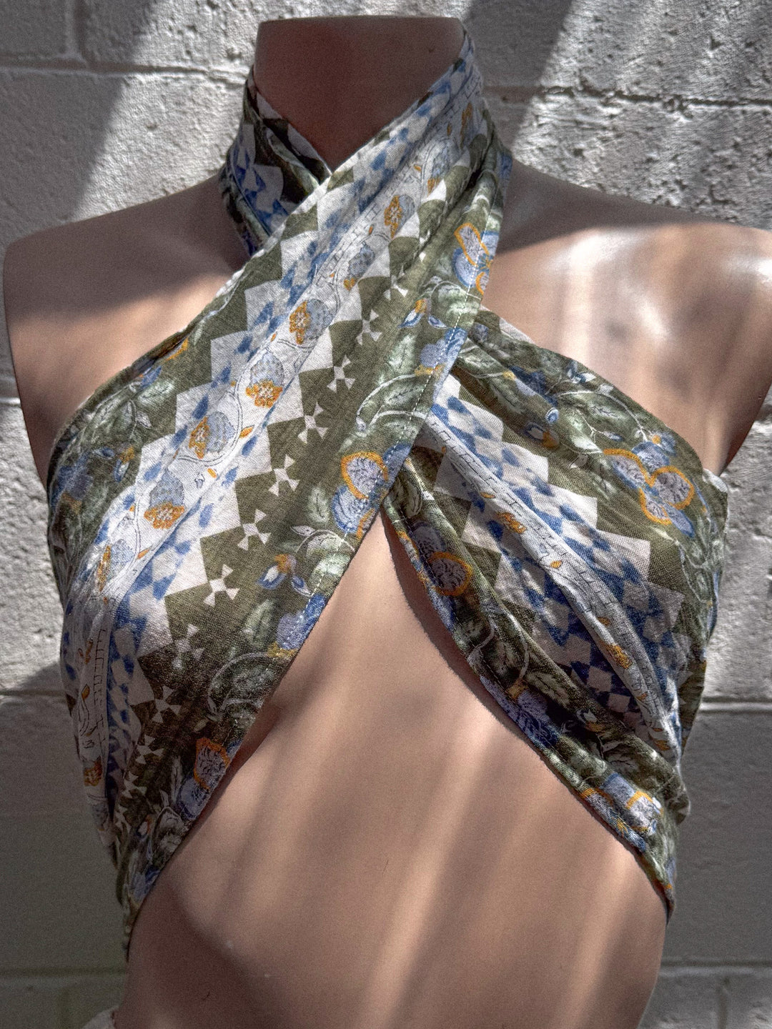 *VTG PRINTED COTTON BANDEAU / XS-S