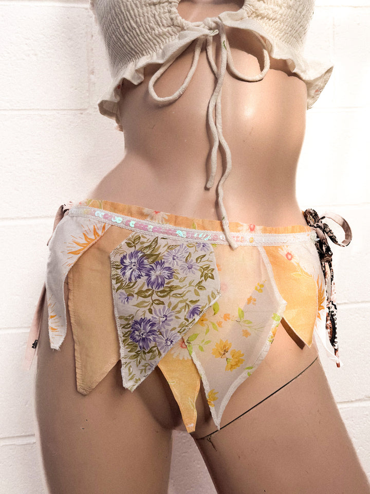 *VTG PATCHWORK SPARKLE PIXIE SKIRT / XS-S