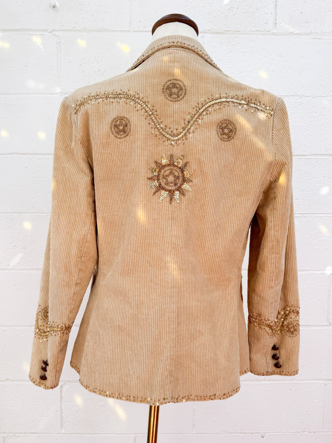 *VTG CORDUROY EMBELLISHED WESTERN BLAZER JACKET / M