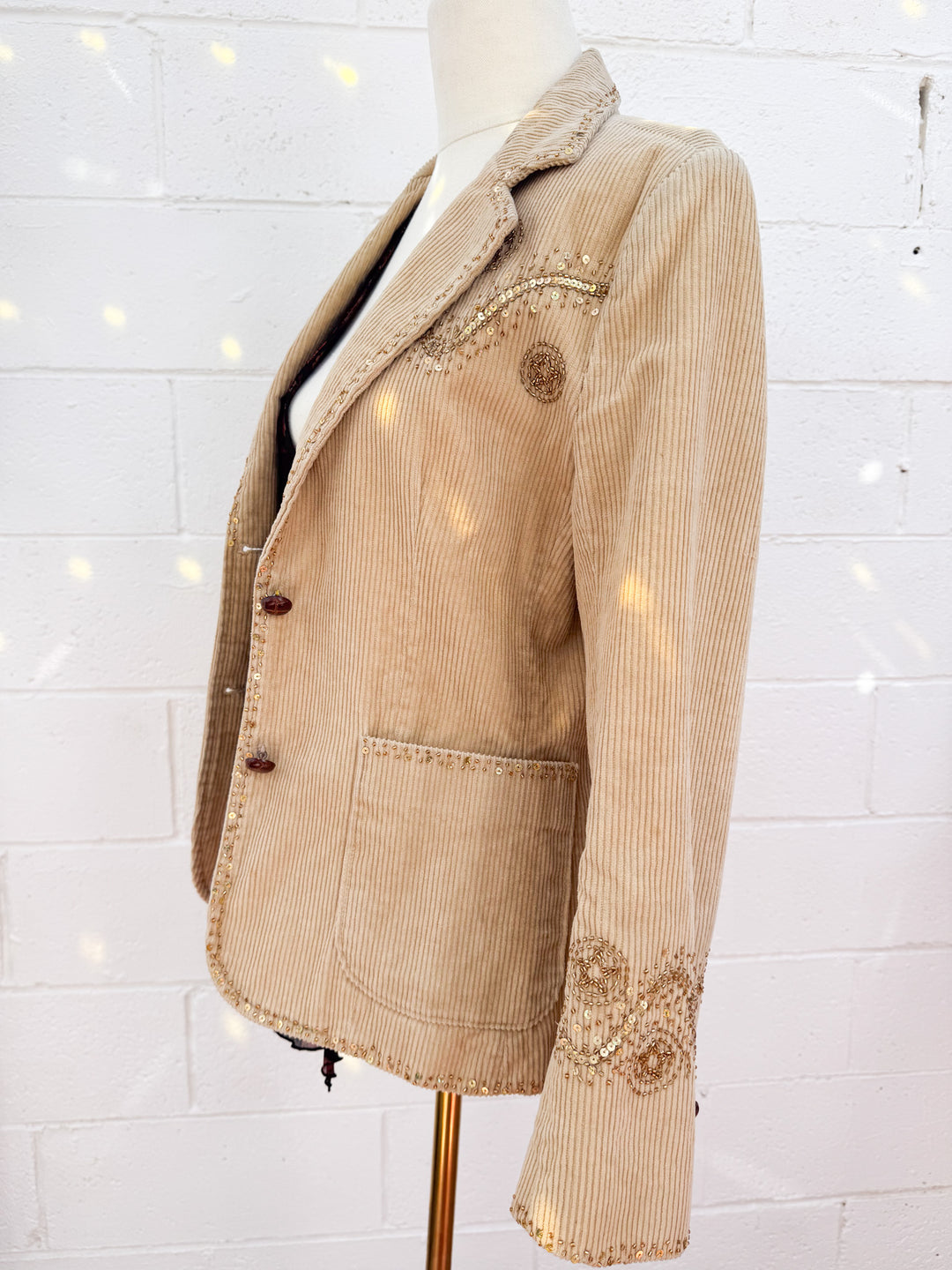 *VTG CORDUROY EMBELLISHED WESTERN BLAZER JACKET / M