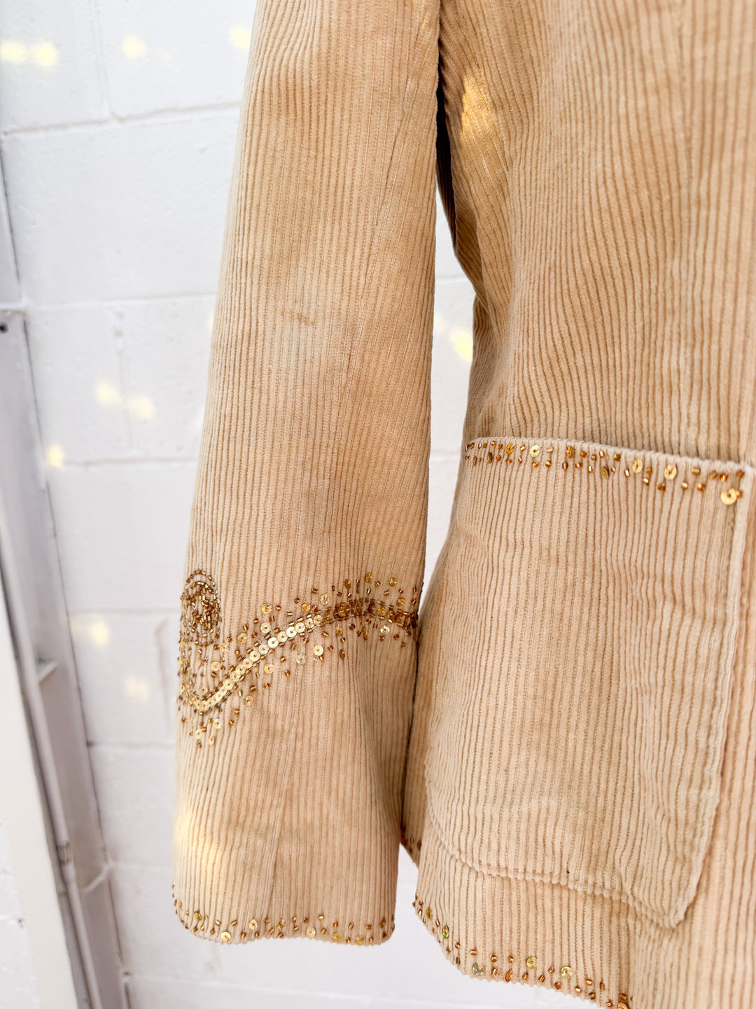 *VTG CORDUROY EMBELLISHED WESTERN BLAZER JACKET / M