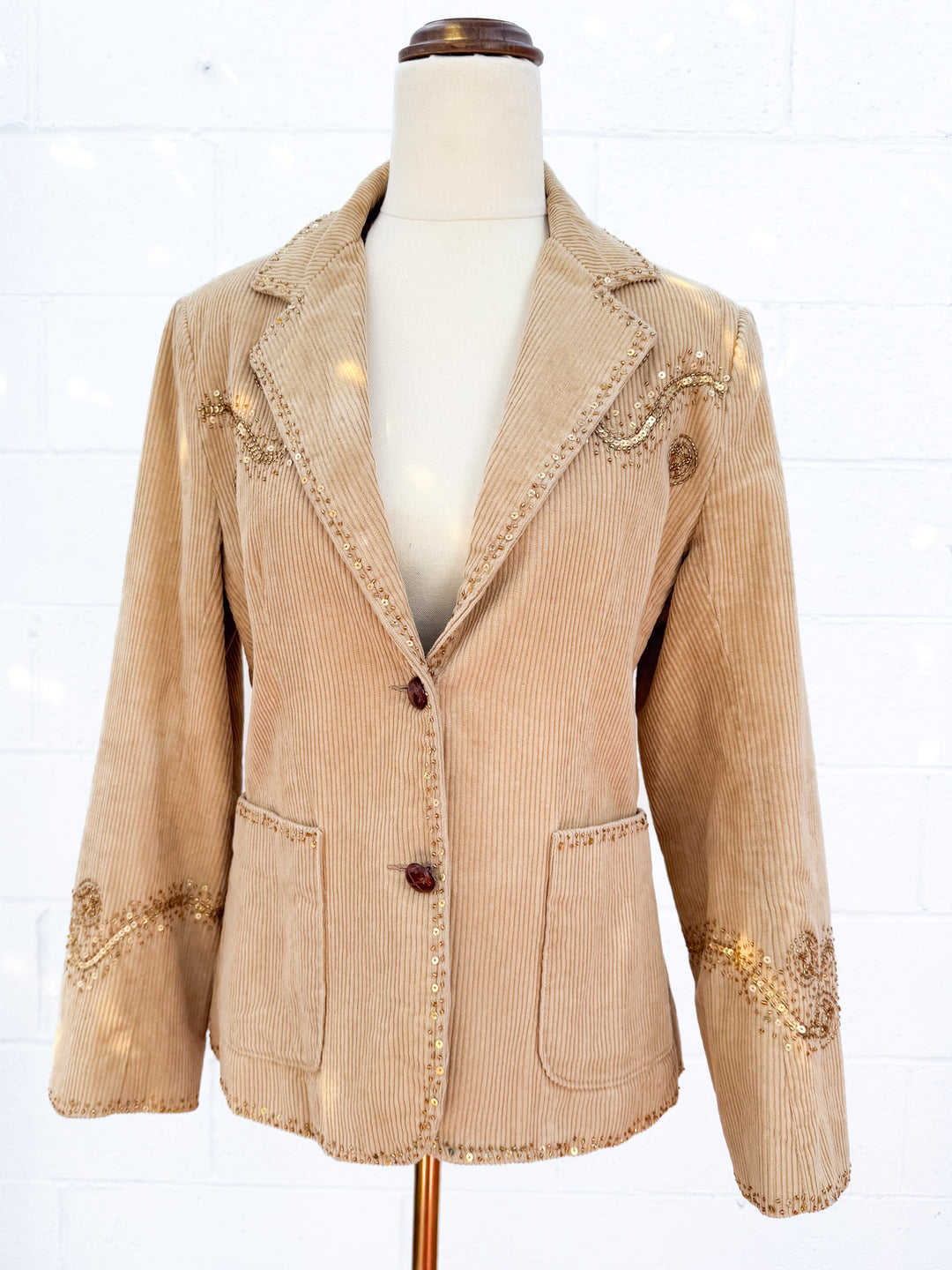 *VTG CORDUROY EMBELLISHED WESTERN BLAZER JACKET / M