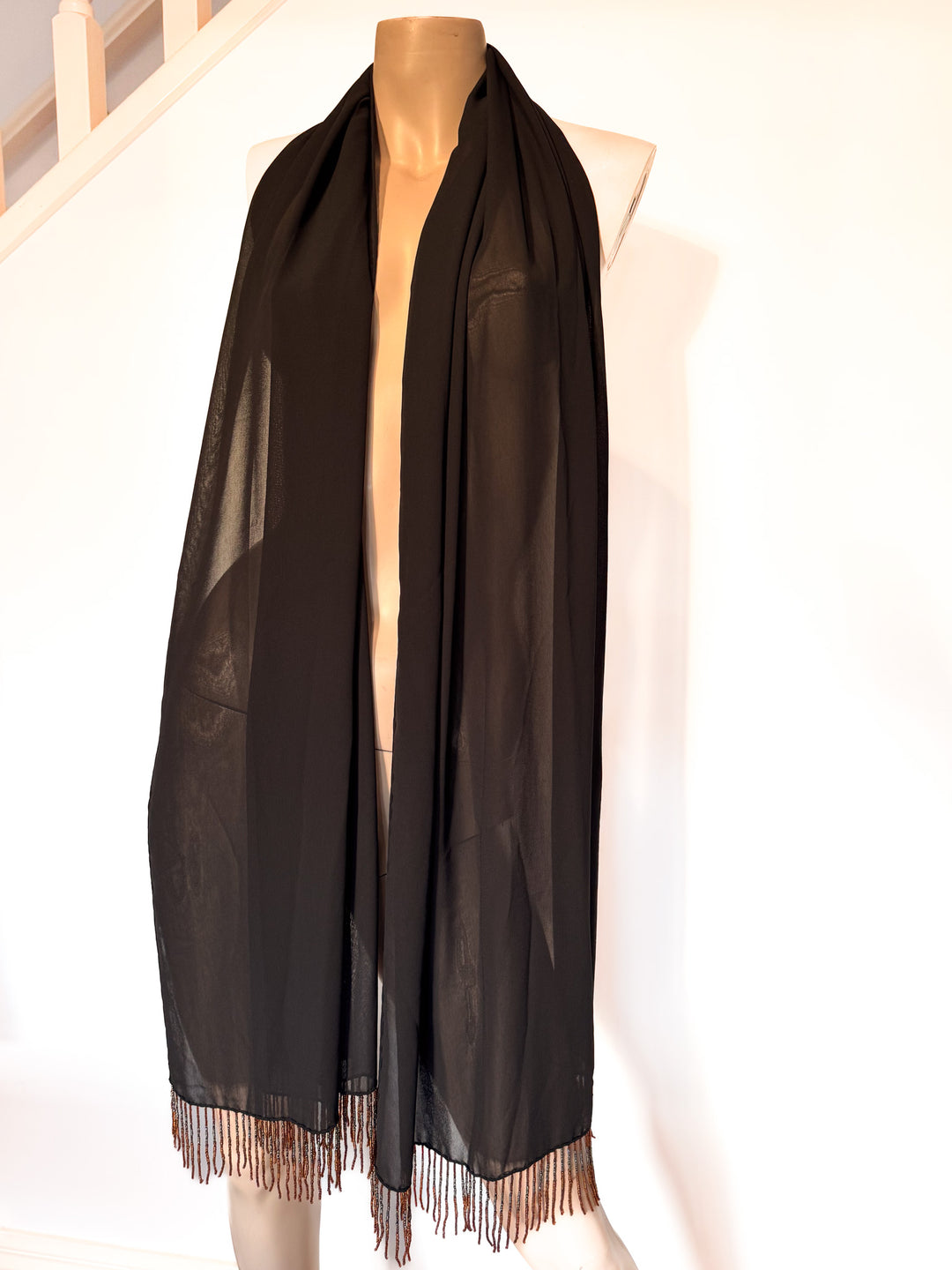 *VTG LARGE SCARF WITH BEADED EDGE