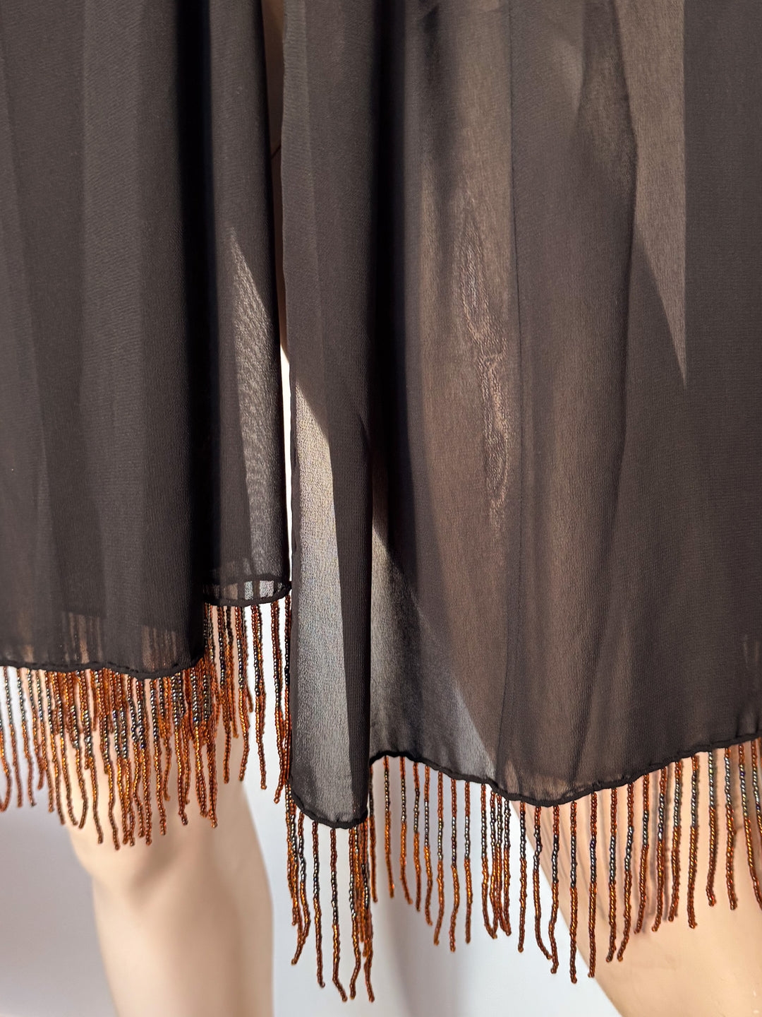 *VTG LARGE SCARF WITH BEADED EDGE