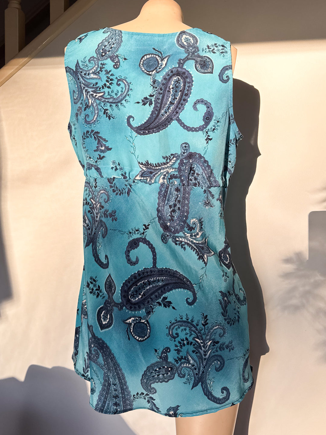 VTG BLUE PAISLEY MINI DRESS / L