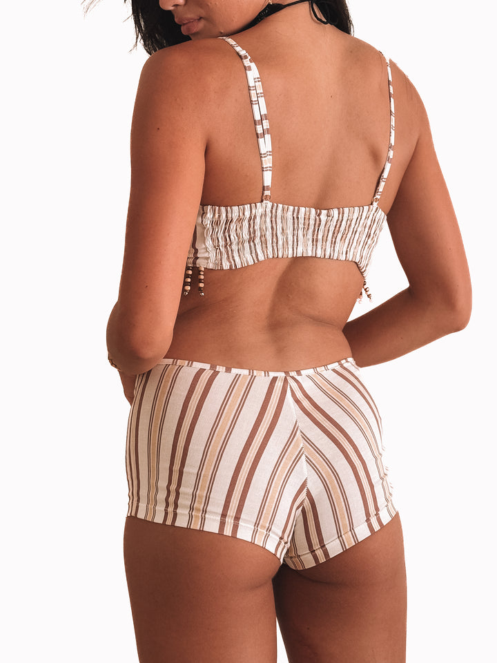 WOODSTOCK BEADED TIE FRONT TOP