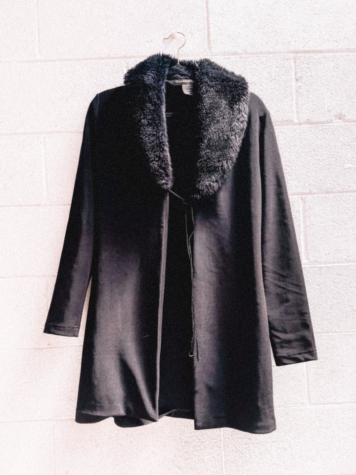 *VTG BLACK LIGHT FAUX FUR JACKET / M