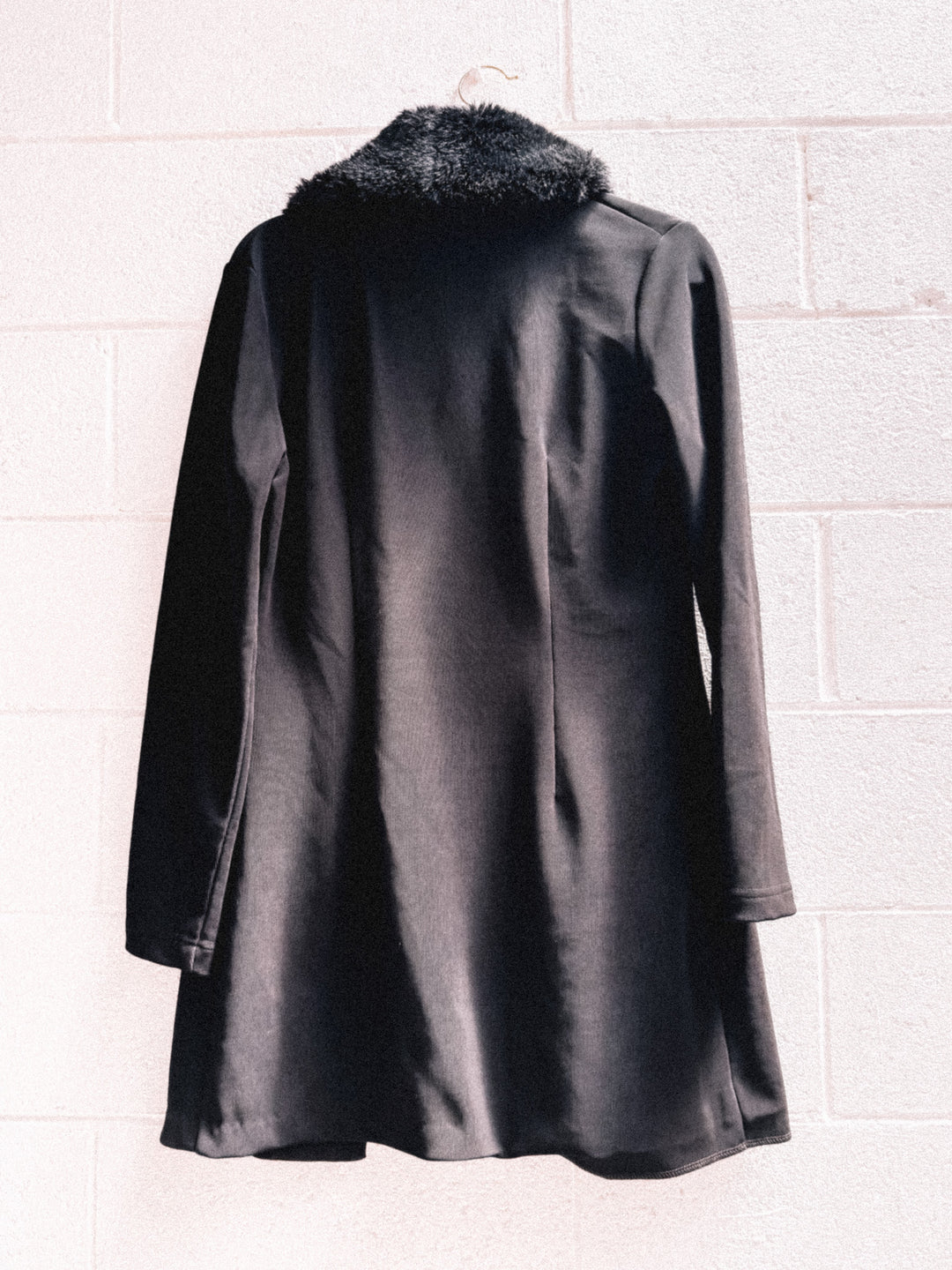 *VTG BLACK LIGHT FAUX FUR JACKET / M