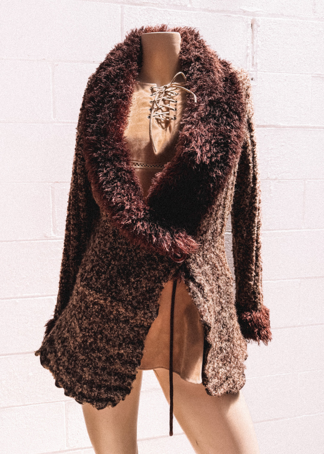 *VTG Y2K SHAG CARDI KNIT / M