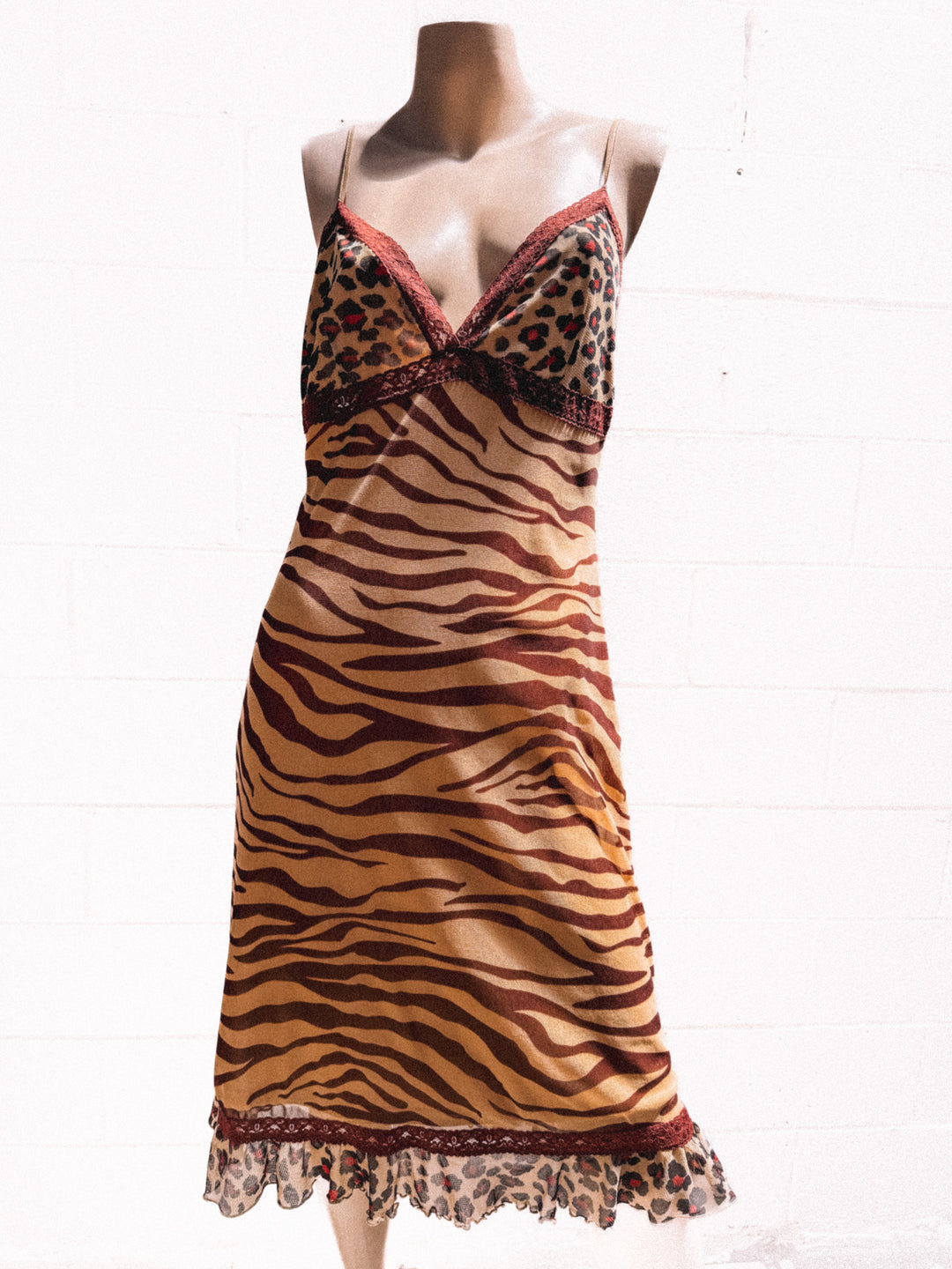 *VTG Y2K DEADSTOCK LEOPARD MIDI DRESS / L