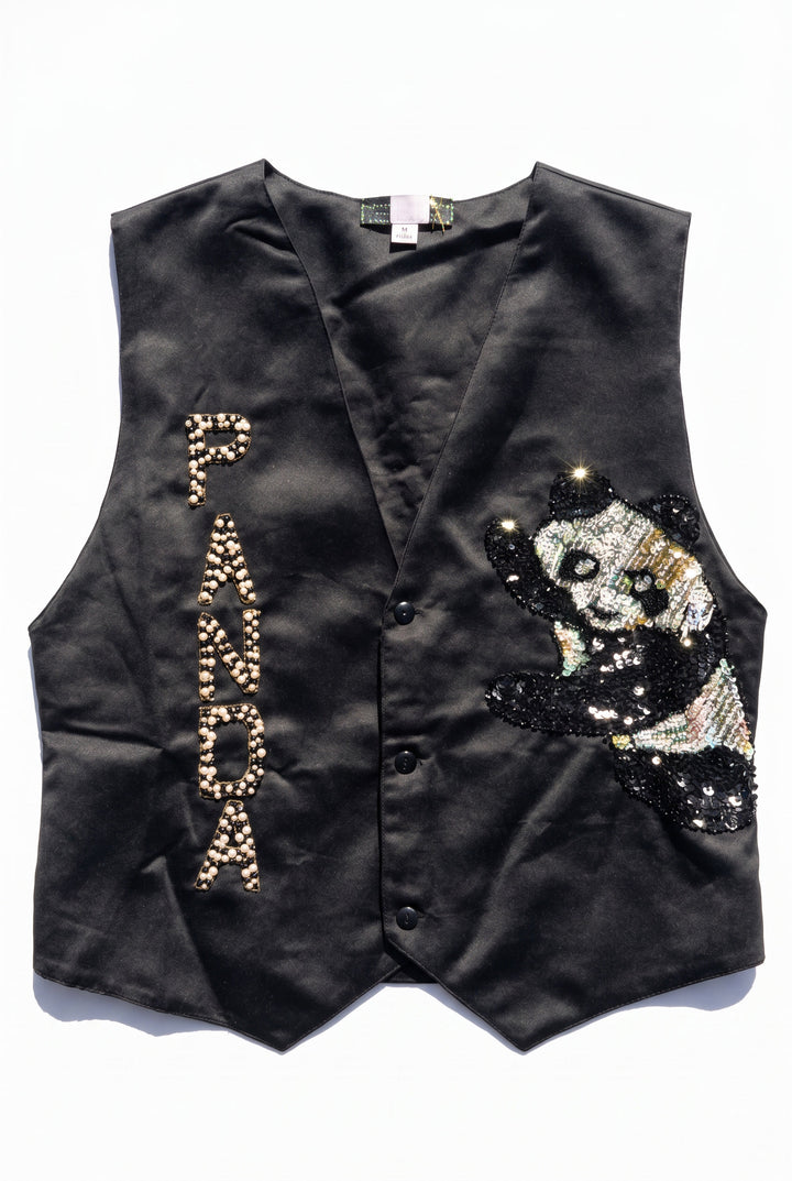 *VINTAGE PANDA SEQUIN VEST / M