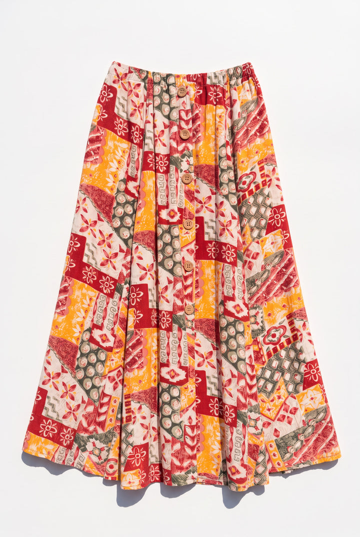 *PEBBLE PRINTED MAXI SKIRT / XS-S