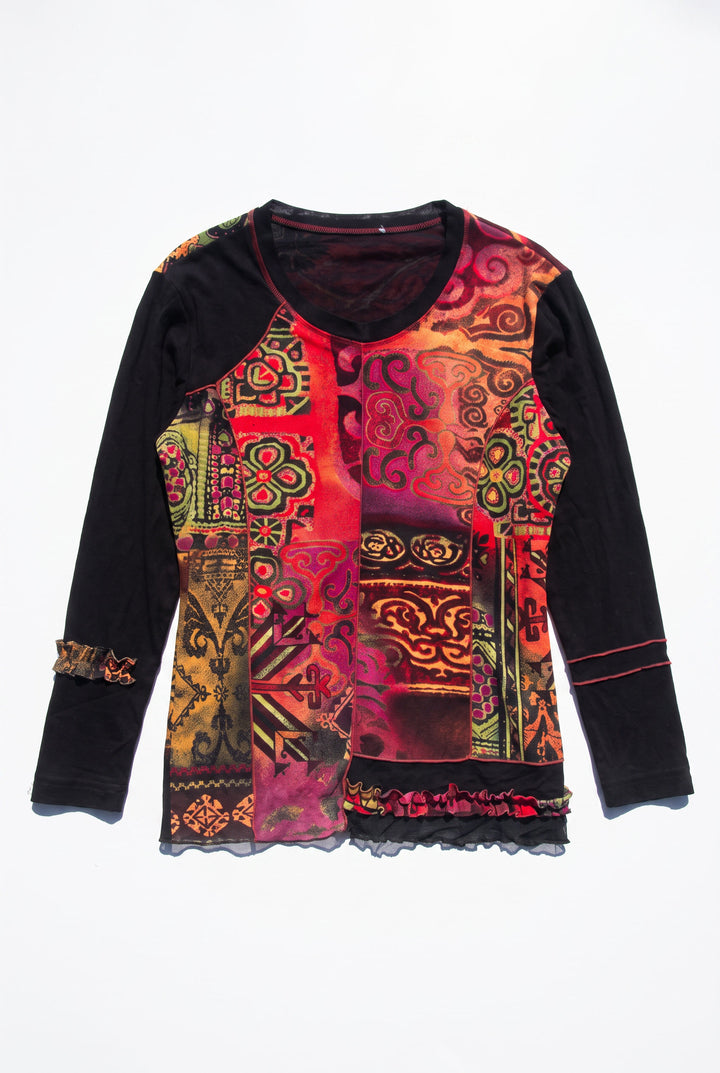 *Y2K TRIBAL LONG SLEEVE MESH TOP / L