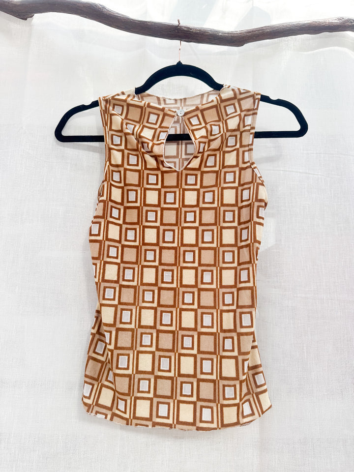 *'70S STRETCHY CAMI BROWN / XS-S