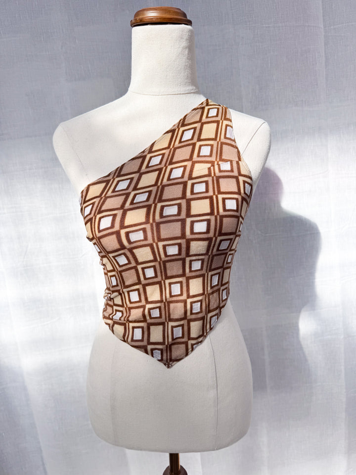 RUMI ONE SHOULDER TOP - '70S BROWN