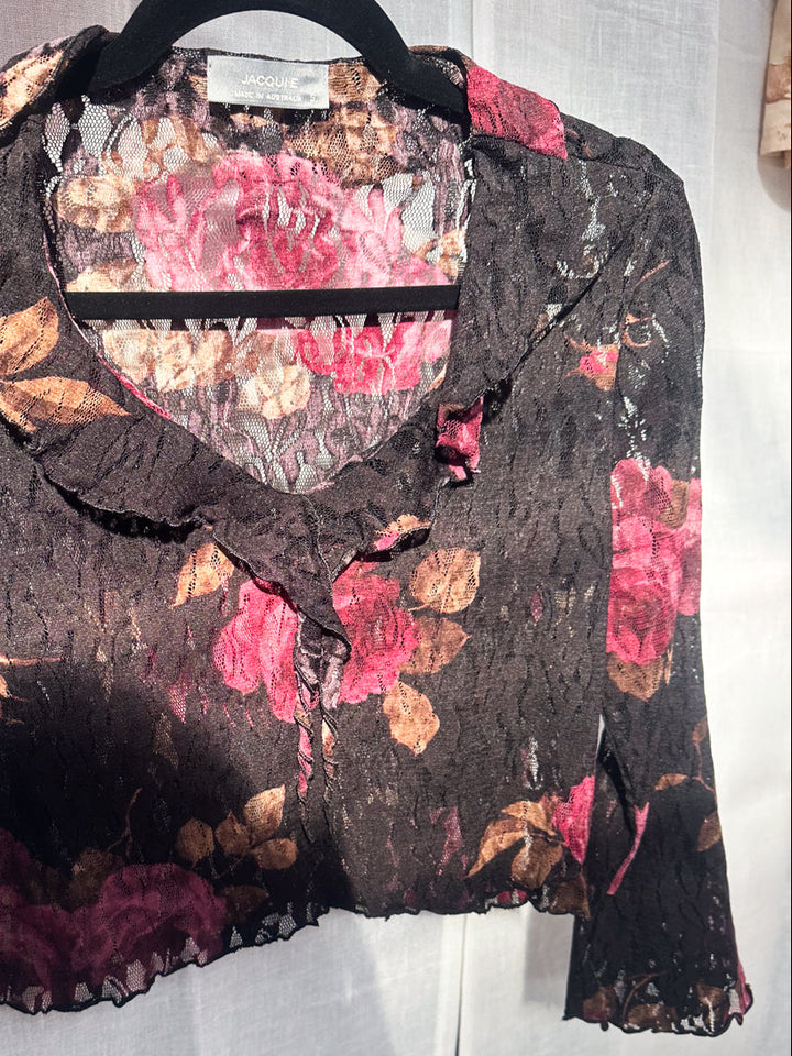CAMMY Y2K LACE FRILL TOP / S