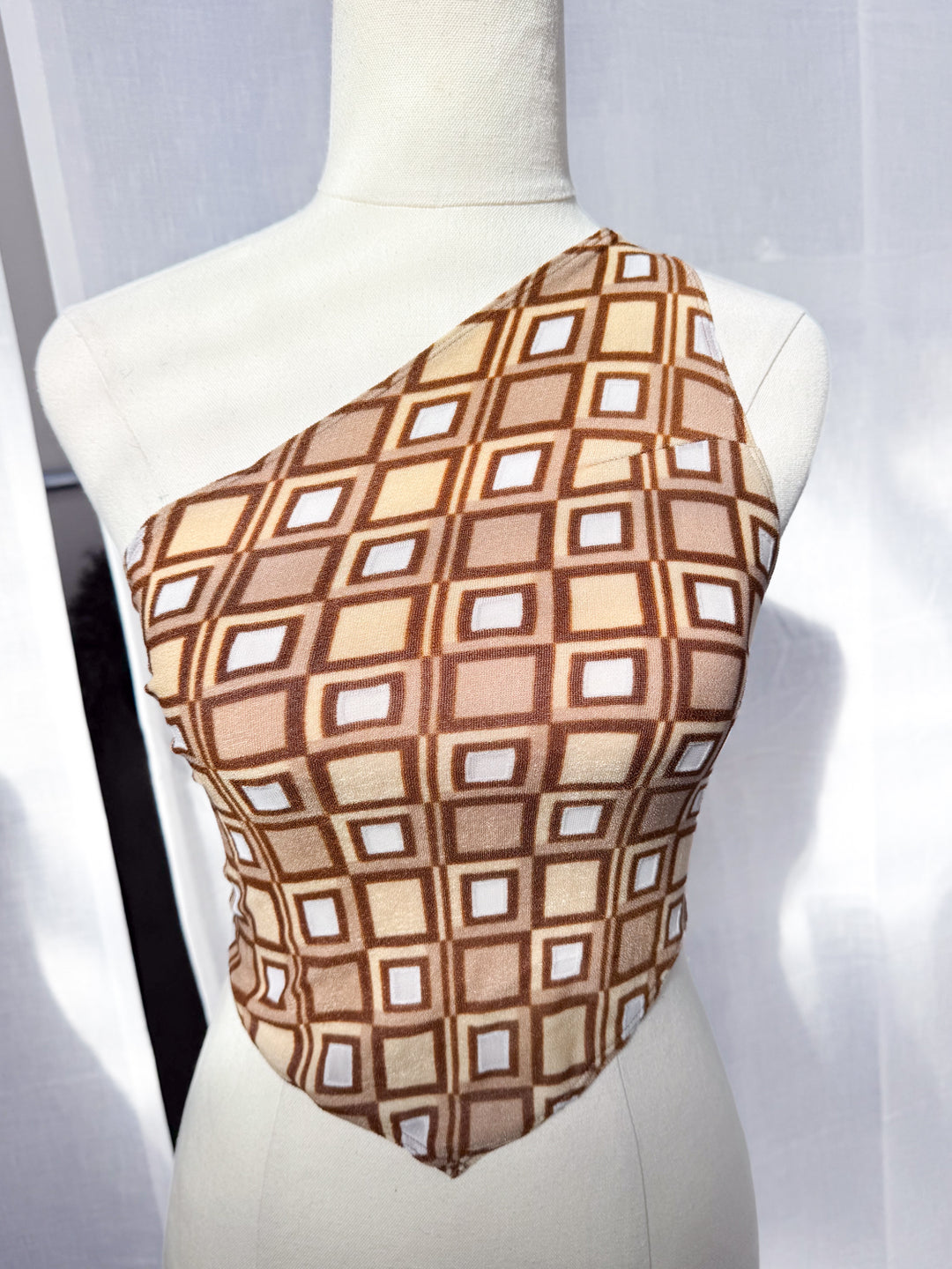 RUMI ONE SHOULDER TOP - '70S BROWN