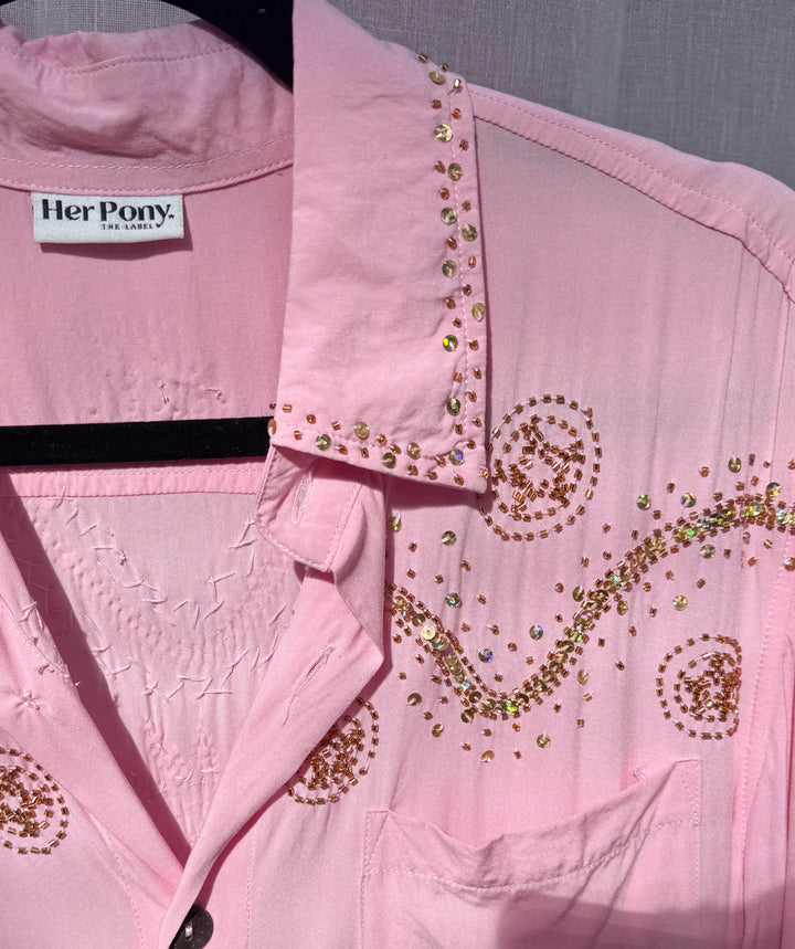 *PINK WESTERN SAMPLE SHIRT / M